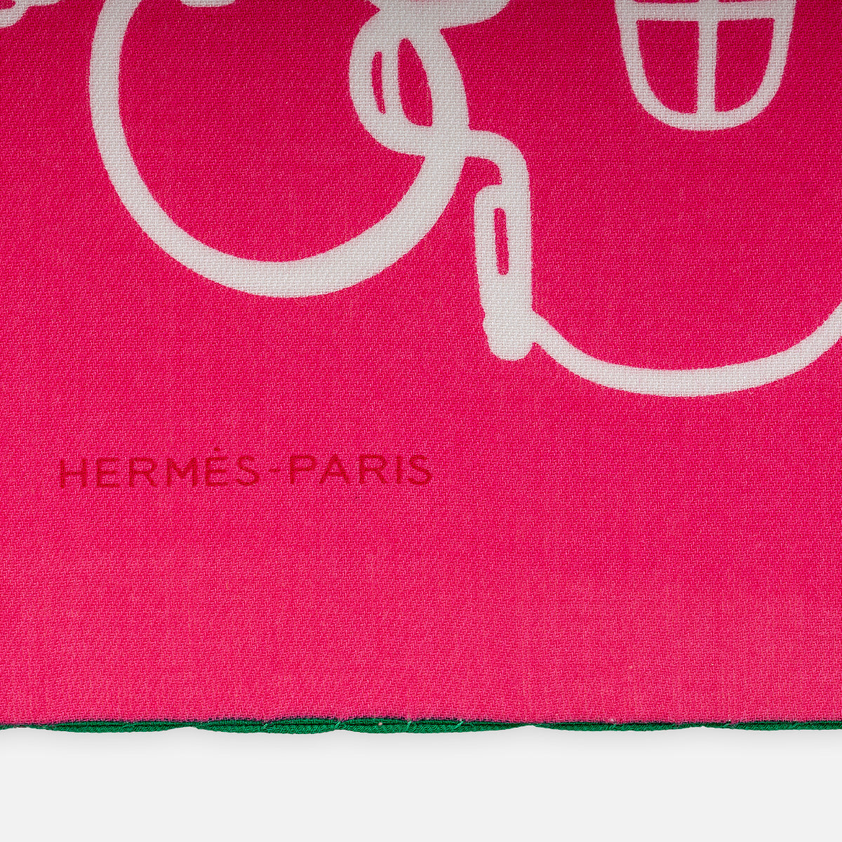 Hermes Pink Stirrup Printed Cotton Square